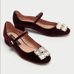 Zara Jeweled Velvet Flats